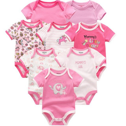 2019 8PCS/Lot Newborn Clothes 100%Cotton O-Neck 0-12M Baby Girls Boys Jumpsuit Bodysuits Roupas de bebe Short Sleeve Clothing