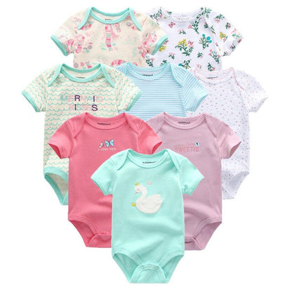 2019 8PCS/Lot Newborn Clothes 100%Cotton O-Neck 0-12M Baby Girls Boys Jumpsuit Bodysuits Roupas de bebe Short Sleeve Clothing