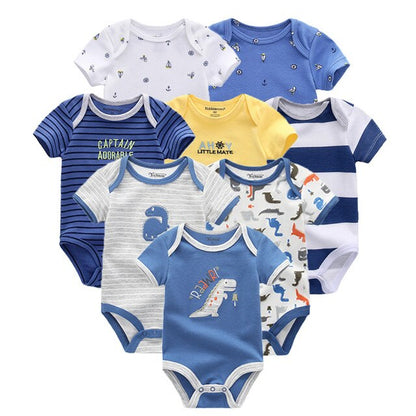 2019 8PCS/Lot Newborn Clothes 100%Cotton O-Neck 0-12M Baby Girls Boys Jumpsuit Bodysuits Roupas de bebe Short Sleeve Clothing