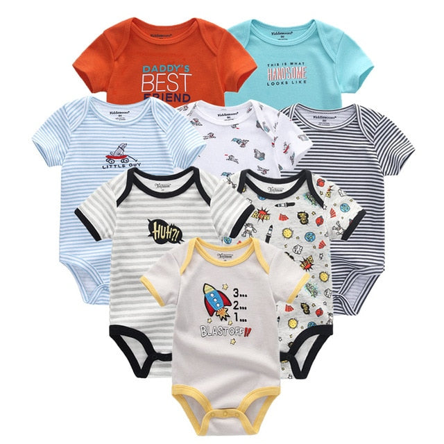 2019 8PCS/Lot Newborn Clothes 100%Cotton O-Neck 0-12M Baby Girls Boys Jumpsuit Bodysuits Roupas de bebe Short Sleeve Clothing