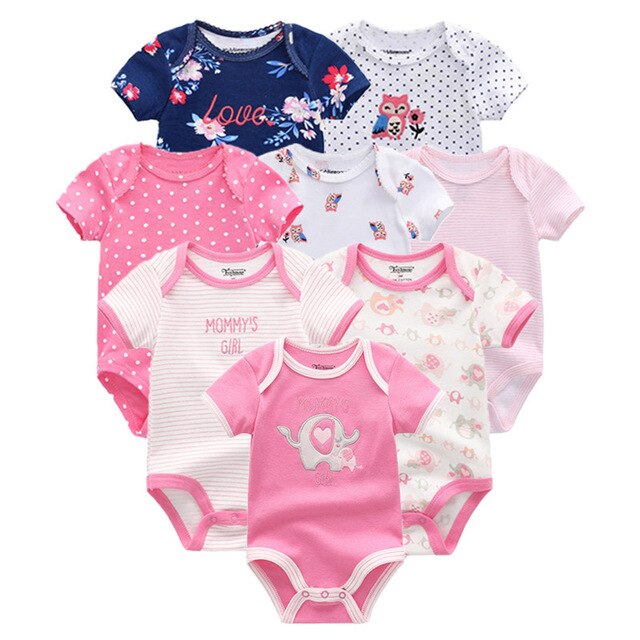 2019 8PCS/Lot Newborn Clothes 100%Cotton O-Neck 0-12M Baby Girls Boys Jumpsuit Bodysuits Roupas de bebe Short Sleeve Clothing