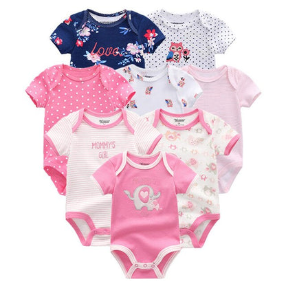 2019 8PCS/Lot Newborn Clothes 100%Cotton O-Neck 0-12M Baby Girls Boys Jumpsuit Bodysuits Roupas de bebe Short Sleeve Clothing