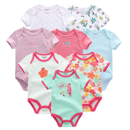 2019 8PCS/Lot Newborn Clothes 100%Cotton O-Neck 0-12M Baby Girls Boys Jumpsuit Bodysuits Roupas de bebe Short Sleeve Clothing