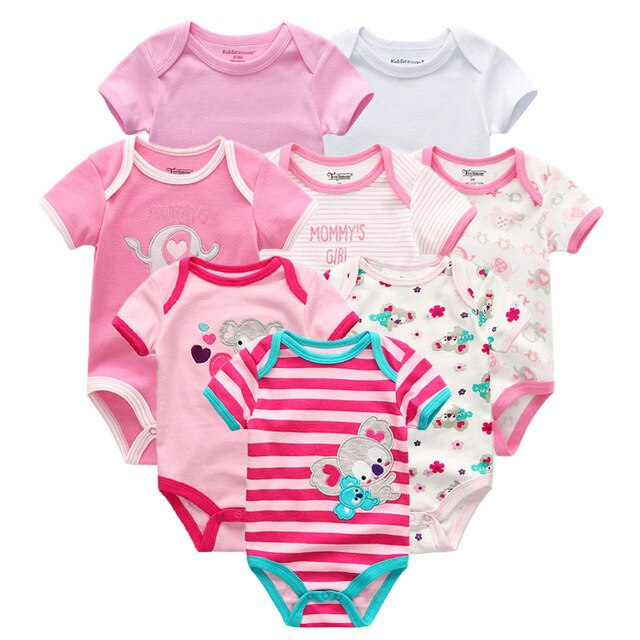 2019 8PCS/Lot Newborn Clothes 100%Cotton O-Neck 0-12M Baby Girls Boys Jumpsuit Bodysuits Roupas de bebe Short Sleeve Clothing