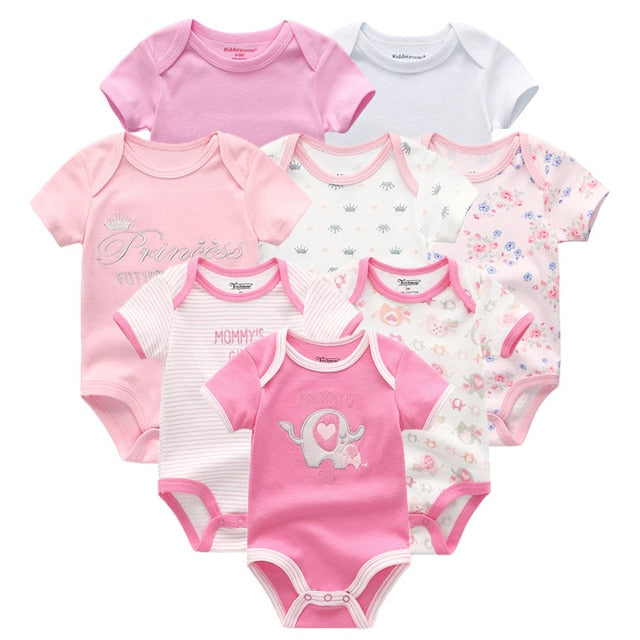 2019 8PCS/Lot Newborn Clothes 100%Cotton O-Neck 0-12M Baby Girls Boys Jumpsuit Bodysuits Roupas de bebe Short Sleeve Clothing