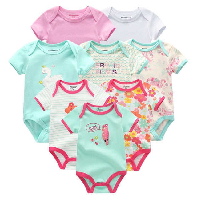 2019 8PCS/Lot Newborn Clothes 100%Cotton O-Neck 0-12M Baby Girls Boys Jumpsuit Bodysuits Roupas de bebe Short Sleeve Clothing
