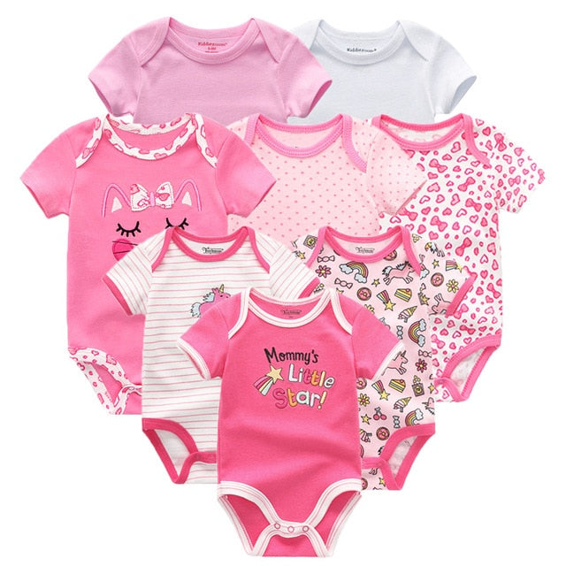 2019 8PCS/Lot Newborn Clothes 100%Cotton O-Neck 0-12M Baby Girls Boys Jumpsuit Bodysuits Roupas de bebe Short Sleeve Clothing