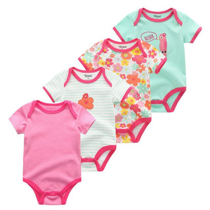 2019 4PCS/Lot Baby Boy Clothes Unicorn Cotton Newborn Short Sleeve Bodysuit Baby Girl Clothes Cartoon Unisex Ropa bebe