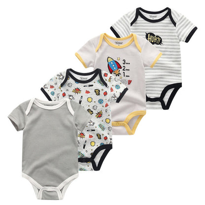 2019 4PCS/Lot Baby Boy Clothes Unicorn Cotton Newborn Short Sleeve Bodysuit Baby Girl Clothes Cartoon Unisex Ropa bebe