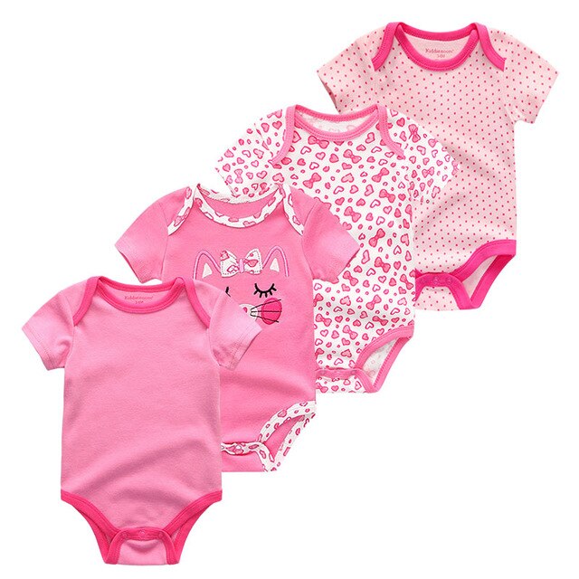 2019 4PCS/Lot Baby Boy Clothes Unicorn Cotton Newborn Short Sleeve Bodysuit Baby Girl Clothes Cartoon Unisex Ropa bebe