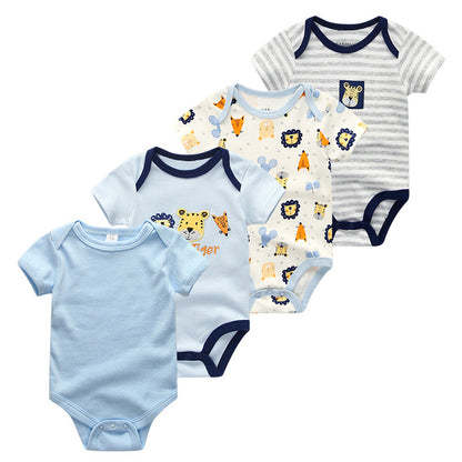 2019 4PCS/Lot Baby Boy Clothes Unicorn Cotton Newborn Short Sleeve Bodysuit Baby Girl Clothes Cartoon Unisex Ropa bebe