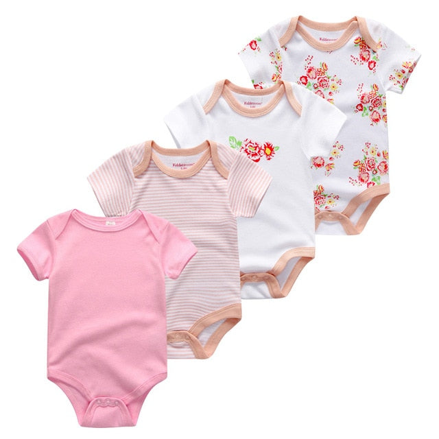2019 4PCS/Lot Baby Boy Clothes Unicorn Cotton Newborn Short Sleeve Bodysuit Baby Girl Clothes Cartoon Unisex Ropa bebe