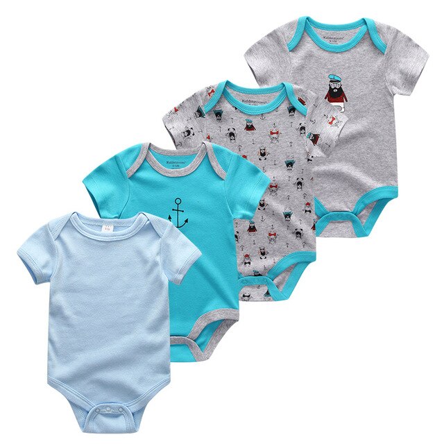 2019 4PCS/Lot Baby Boy Clothes Unicorn Cotton Newborn Short Sleeve Bodysuit Baby Girl Clothes Cartoon Unisex Ropa bebe