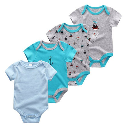 2019 4PCS/Lot Baby Boy Clothes Unicorn Cotton Newborn Short Sleeve Bodysuit Baby Girl Clothes Cartoon Unisex Ropa bebe