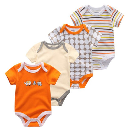 2019 4PCS/Lot Baby Boy Clothes Unicorn Cotton Newborn Short Sleeve Bodysuit Baby Girl Clothes Cartoon Unisex Ropa bebe