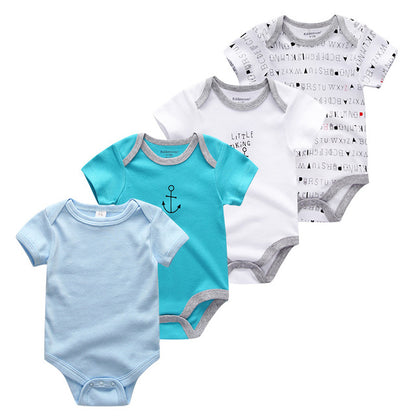 2019 4PCS/Lot Baby Boy Clothes Unicorn Cotton Newborn Short Sleeve Bodysuit Baby Girl Clothes Cartoon Unisex Ropa bebe