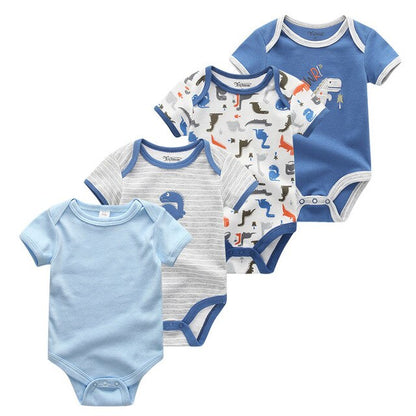 2019 4PCS/Lot Baby Boy Clothes Unicorn Cotton Newborn Short Sleeve Bodysuit Baby Girl Clothes Cartoon Unisex Ropa bebe