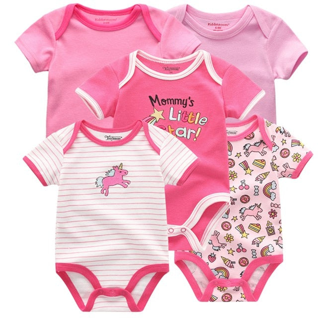 2019 Roupa de bebe Unicorn Unisex Newborn Baby Girl Clothes Baby Boy Clothes Jumpsuit Bodysuit Clothing Sets 5PCS Cotton 0-12M