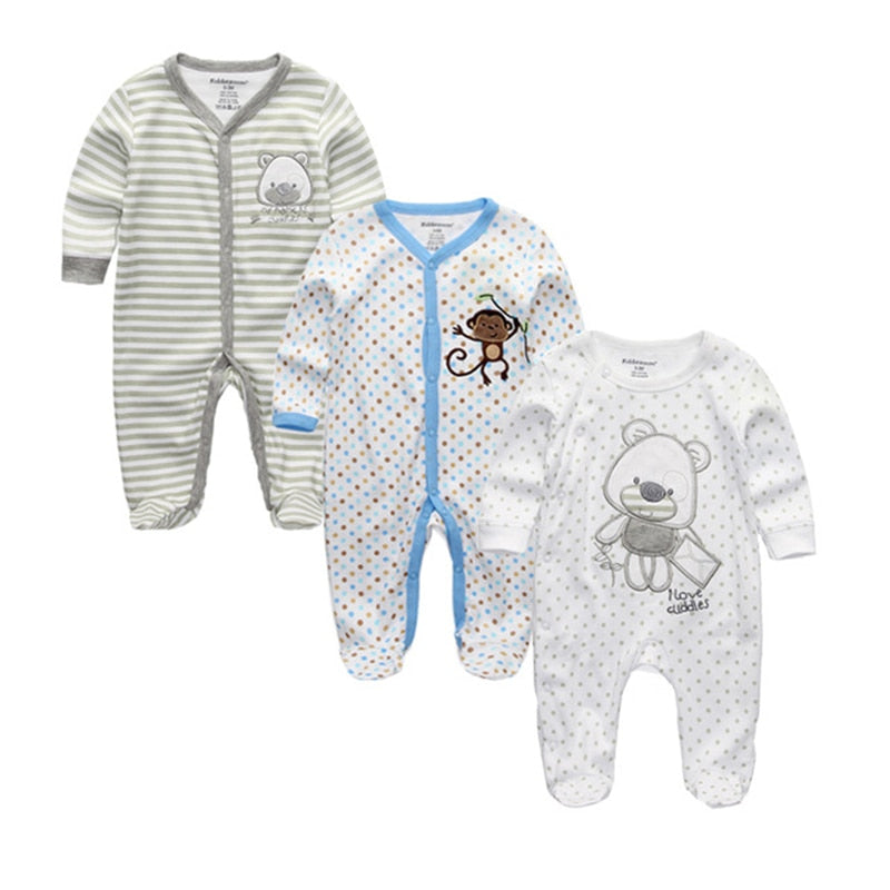 2019 Unisex 2/3pcs/lot Baby Rompers 0-12M Pajamas Newborn Clothing Set Baby Girls Clothes Baby Boy Clothes O-Neck Roupa de bebe