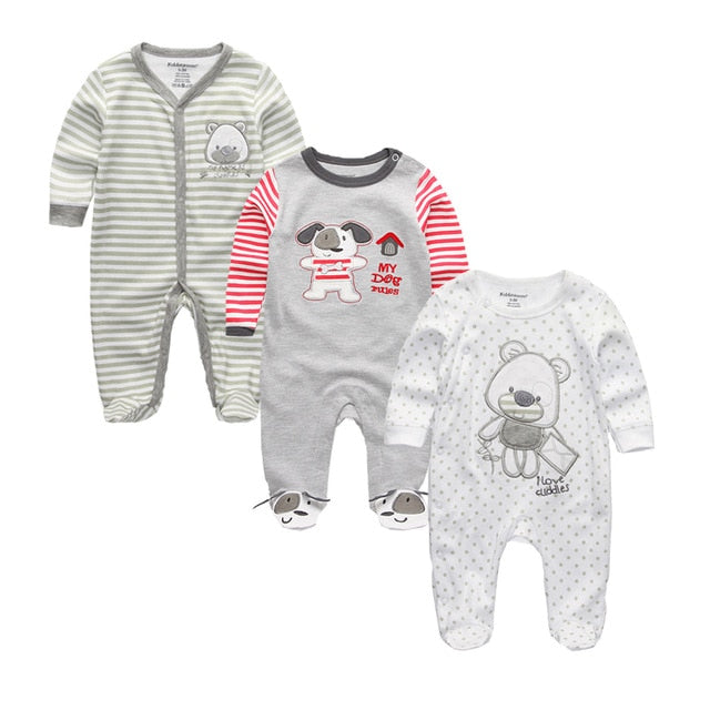 2019 Unisex 2/3pcs/lot Baby Rompers 0-12M Pajamas Newborn Clothing Set Baby Girls Clothes Baby Boy Clothes O-Neck Roupa de bebe