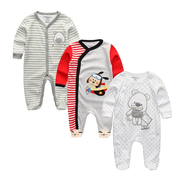2019 Unisex 2/3pcs/lot Baby Rompers 0-12M Pajamas Newborn Clothing Set Baby Girls Clothes Baby Boy Clothes O-Neck Roupa de bebe