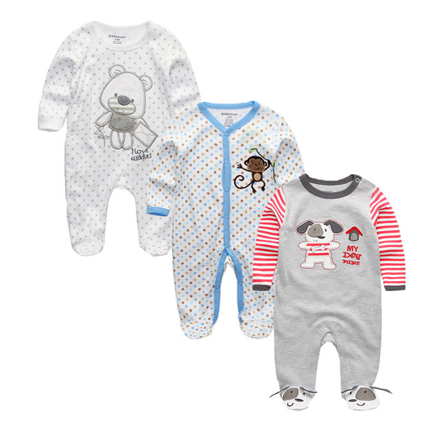 2019 Unisex 2/3pcs/lot Baby Rompers 0-12M Pajamas Newborn Clothing Set Baby Girls Clothes Baby Boy Clothes O-Neck Roupa de bebe
