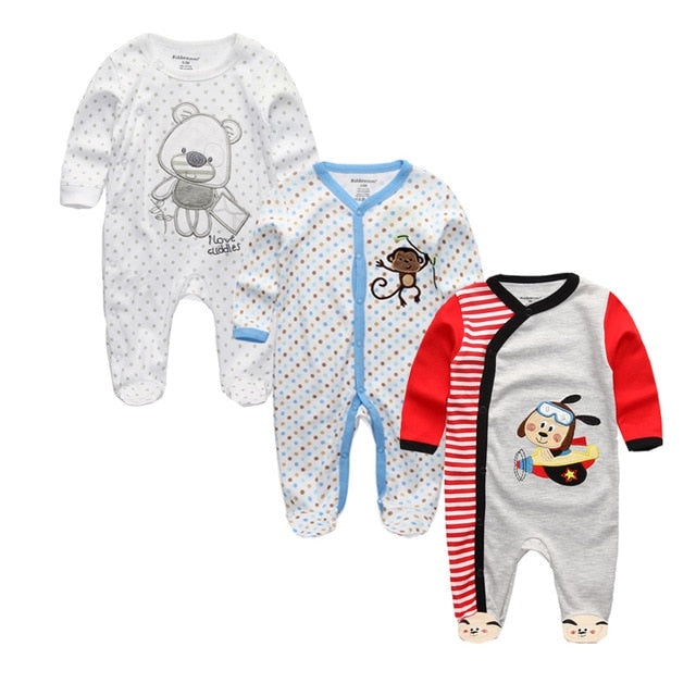 2019 Unisex 2/3pcs/lot Baby Rompers 0-12M Pajamas Newborn Clothing Set Baby Girls Clothes Baby Boy Clothes O-Neck Roupa de bebe