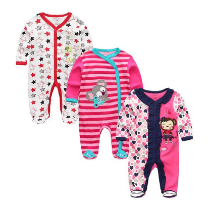 2019 Unisex 2/3pcs/lot Baby Rompers 0-12M Pajamas Newborn Clothing Set Baby Girls Clothes Baby Boy Clothes O-Neck Roupa de bebe