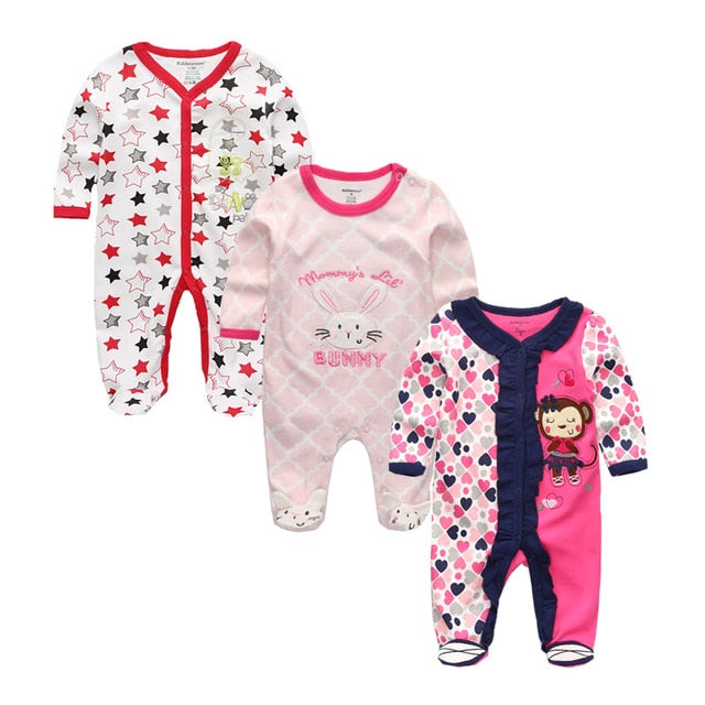 2019 Unisex 2/3pcs/lot Baby Rompers 0-12M Pajamas Newborn Clothing Set Baby Girls Clothes Baby Boy Clothes O-Neck Roupa de bebe