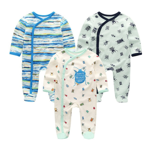 2019 Unisex 2/3pcs/lot Baby Rompers 0-12M Pajamas Newborn Clothing Set Baby Girls Clothes Baby Boy Clothes O-Neck Roupa de bebe