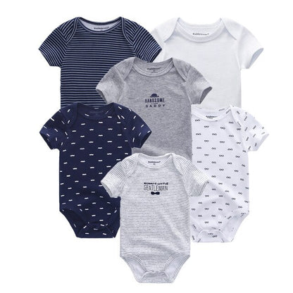 6PCS/lot Newborn 2019 Baby Girls Clothes Print  Short Sleeve Baby Boys Clothes Roupas de bebe Junmsuit Clothing Sets 100%Cotton