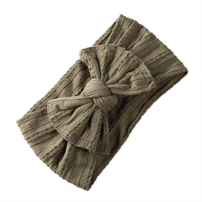 Jacquard Rib Wide Nylon Newborn Headband Knotted Bow Hair Band Braid Bows Baby Hair Accessories for Infants 27 Colors JFNY099