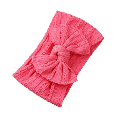Jacquard Rib Wide Nylon Newborn Headband Knotted Bow Hair Band Braid Bows Baby Hair Accessories for Infants 27 Colors JFNY099