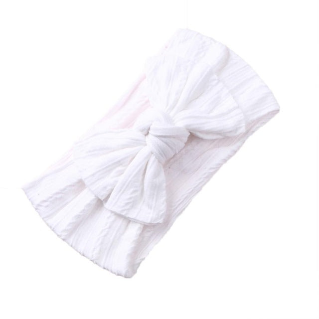 Jacquard Rib Wide Nylon Newborn Headband Knotted Bow Hair Band Braid Bows Baby Hair Accessories for Infants 27 Colors JFNY099
