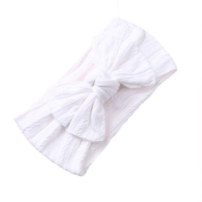 Jacquard Rib Wide Nylon Newborn Headband Knotted Bow Hair Band Braid Bows Baby Hair Accessories for Infants 27 Colors JFNY099