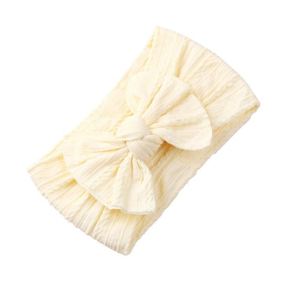 Jacquard Rib Wide Nylon Newborn Headband Knotted Bow Hair Band Braid Bows Baby Hair Accessories for Infants 27 Colors JFNY099