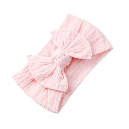 Jacquard Rib Wide Nylon Newborn Headband Knotted Bow Hair Band Braid Bows Baby Hair Accessories for Infants 27 Colors JFNY099
