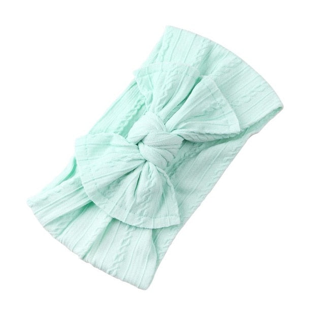 Jacquard Rib Wide Nylon Newborn Headband Knotted Bow Hair Band Braid Bows Baby Hair Accessories for Infants 27 Colors JFNY099