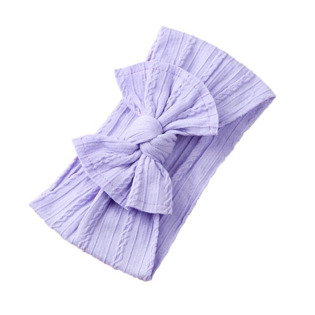 Jacquard Rib Wide Nylon Newborn Headband Knotted Bow Hair Band Braid Bows Baby Hair Accessories for Infants 27 Colors JFNY099