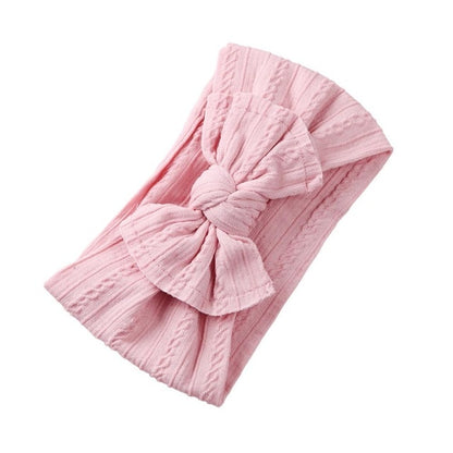 Jacquard Rib Wide Nylon Newborn Headband Knotted Bow Hair Band Braid Bows Baby Hair Accessories for Infants 27 Colors JFNY099
