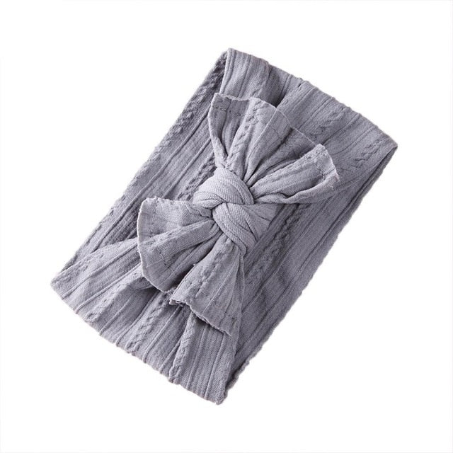 Jacquard Rib Wide Nylon Newborn Headband Knotted Bow Hair Band Braid Bows Baby Hair Accessories for Infants 27 Colors JFNY099