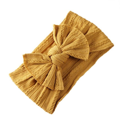 Jacquard Rib Wide Nylon Newborn Headband Knotted Bow Hair Band Braid Bows Baby Hair Accessories for Infants 27 Colors JFNY099