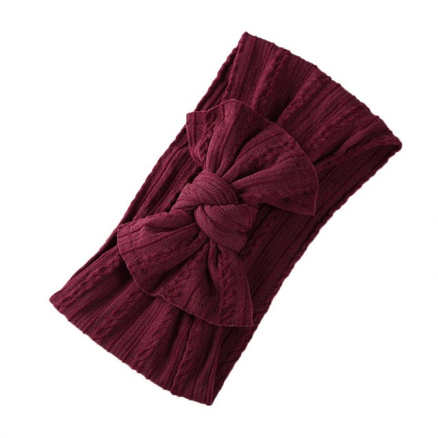 Jacquard Rib Wide Nylon Newborn Headband Knotted Bow Hair Band Braid Bows Baby Hair Accessories for Infants 27 Colors JFNY099