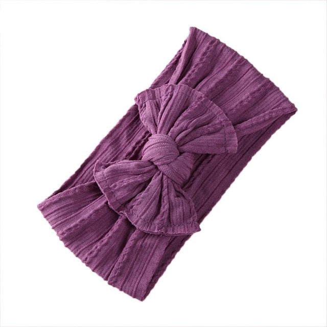 Jacquard Rib Wide Nylon Newborn Headband Knotted Bow Hair Band Braid Bows Baby Hair Accessories for Infants 27 Colors JFNY099