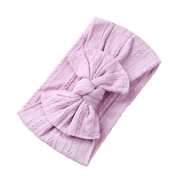 Jacquard Rib Wide Nylon Newborn Headband Knotted Bow Hair Band Braid Bows Baby Hair Accessories for Infants 27 Colors JFNY099