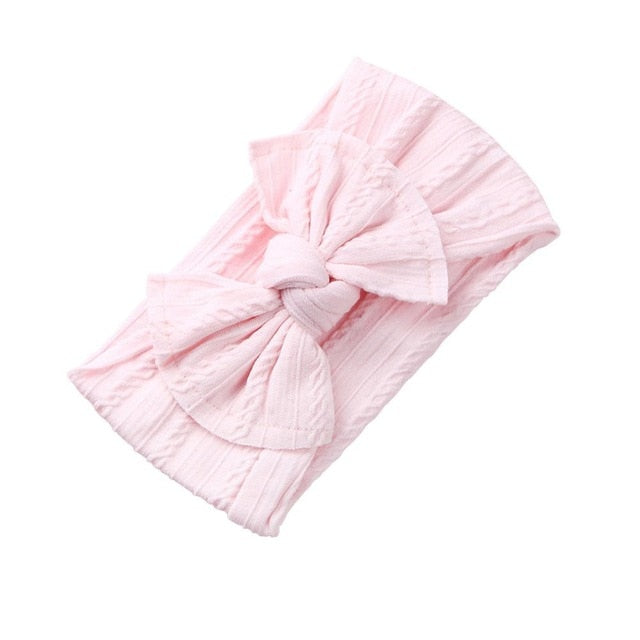 Jacquard Rib Wide Nylon Newborn Headband Knotted Bow Hair Band Braid Bows Baby Hair Accessories for Infants 27 Colors JFNY099