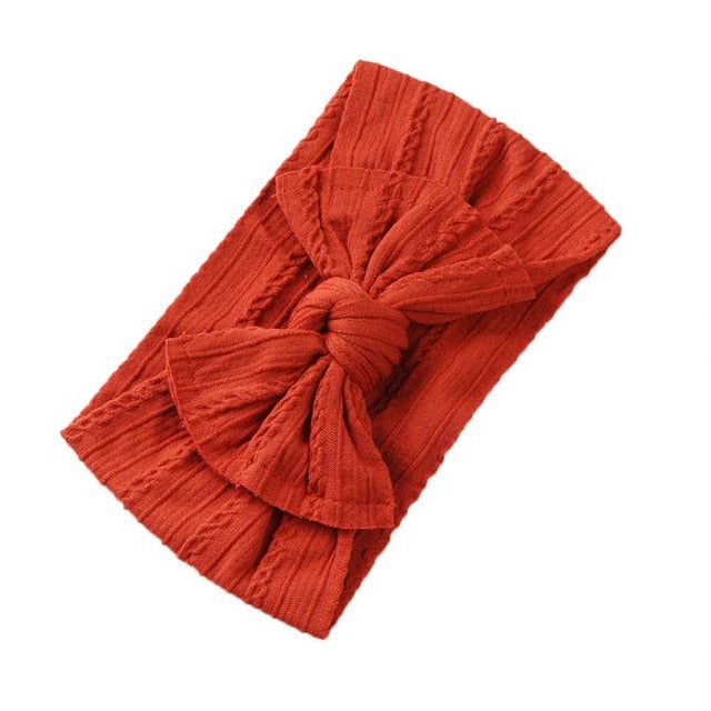 Jacquard Rib Wide Nylon Newborn Headband Knotted Bow Hair Band Braid Bows Baby Hair Accessories for Infants 27 Colors JFNY099