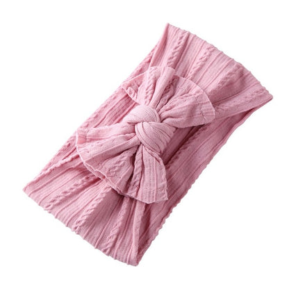 Jacquard Rib Wide Nylon Newborn Headband Knotted Bow Hair Band Braid Bows Baby Hair Accessories for Infants 27 Colors JFNY099