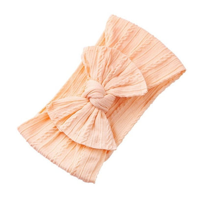 Jacquard Rib Wide Nylon Newborn Headband Knotted Bow Hair Band Braid Bows Baby Hair Accessories for Infants 27 Colors JFNY099