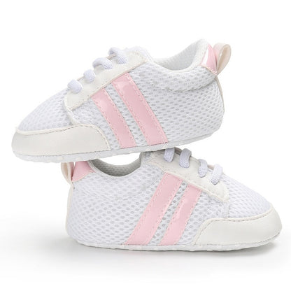 Baby Shoes Pu Leather Shoes Sports Sneakers Newborn Baby Boys Girls Stripe Pattern Shoes Infant Toddler Soft Anti-slip Shoes